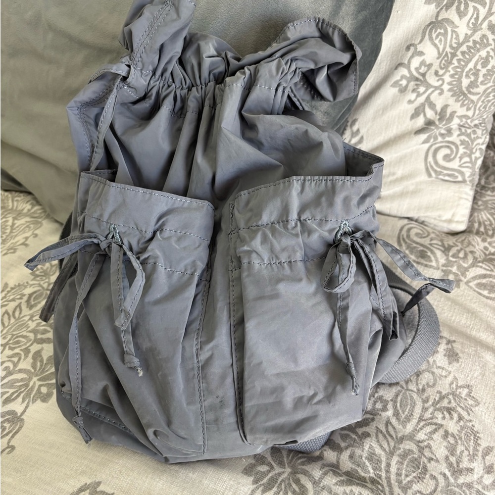 Zara Gray Drawstring Backpack Tote - image 1